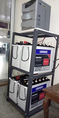 Luminous Tubular 4 Batteries Rack Metal Battery Storage Solution