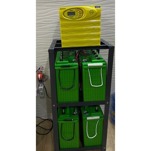 Luminous Tubular 4 Batteries Rack Metal Battery Storage Solution