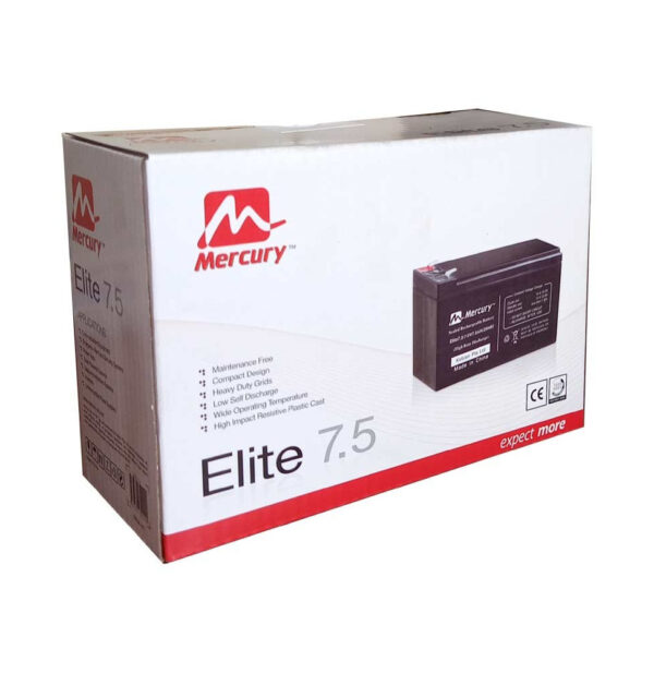 Mercury Elite 7.5Ah 12V UPS Battery – Reliable Power Backu