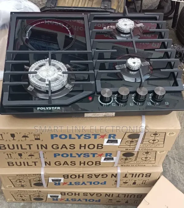 Polystar PV-GT60G3H 3 Burner In-Built Gas Hob – 8mm Glass - Image 3
