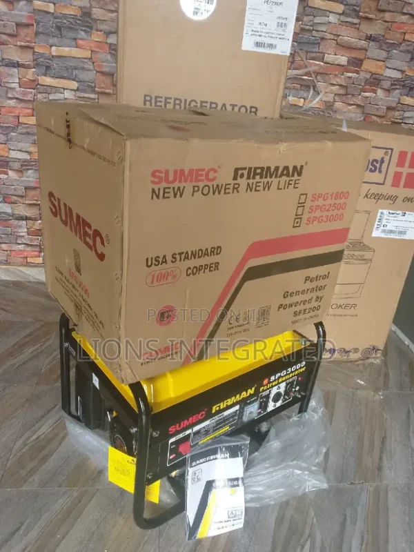 SUMEC FIRMAN SPG3000 2.5kVA, 2.5kVA Manual Generator, FIRMAN 100% Copper Coil Generator, SPG3000 Petrol Generator, SUMEC FIRMAN Portable Generator, Low Noise 2.5kVA Generator, Eco-Friendly Manual Generator, 2500W Power Generator, Recoil Start Generator FIRMAN, Affordable Copper Coil Generator,