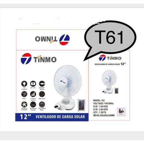 TINMO 12-Inch Rechargeable Solar Table Fan | Priceless Stores